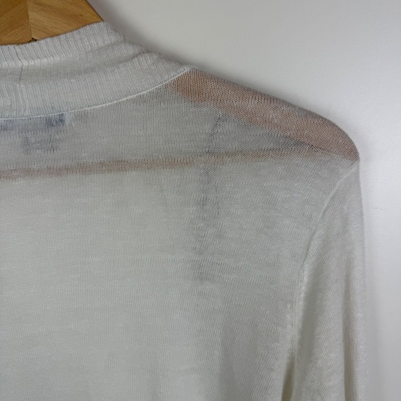 Tommy Bahama White Linen Cardigan Large Lightweight Open Front Beachy Coastal - Picture 3 of 9